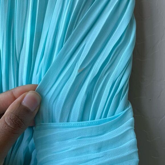 Tre by Natalie Rasabei Blouse Strapless Plisse Bustier Top Blue Size 2 - Picture 7 of 8